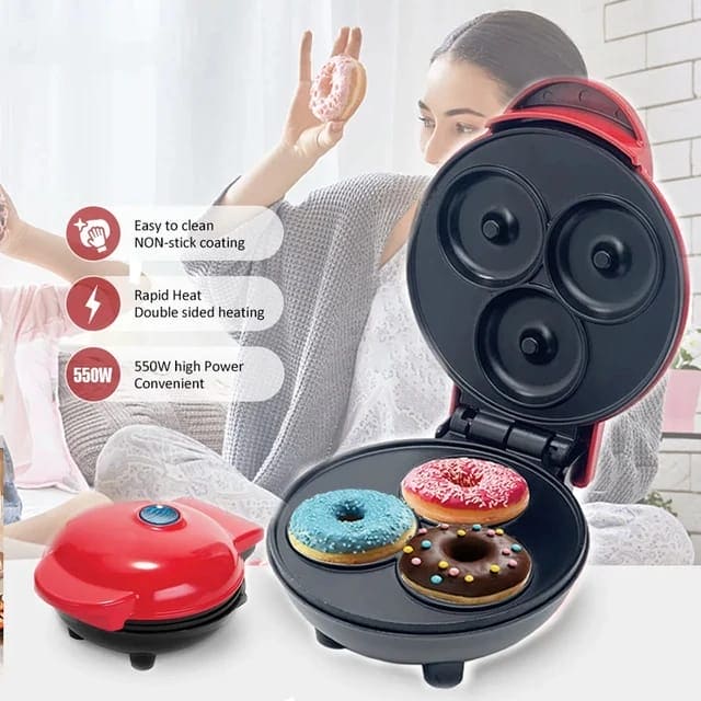 3 Hole Donut Machine, Non Stick Coated Doughnut Machine, 220V Mini Donut Makers For Children Kid, Household Electric Donut Maker, Electric Frying Pan Biscuit Hot Cake Maker 3 Hole Donut Machine, Non Stick Coated Doughnut Machine, 220V Mini Donut Makers For Children Kid, Household Electric Donut Maker, Electric Frying Pan Biscuit Hot Cake Maker